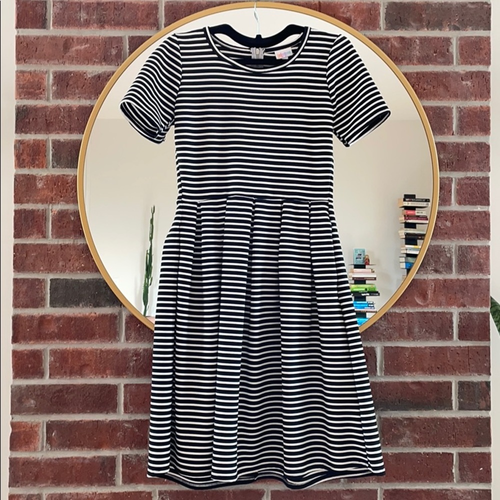 Black and white fit and flare Amelia dress